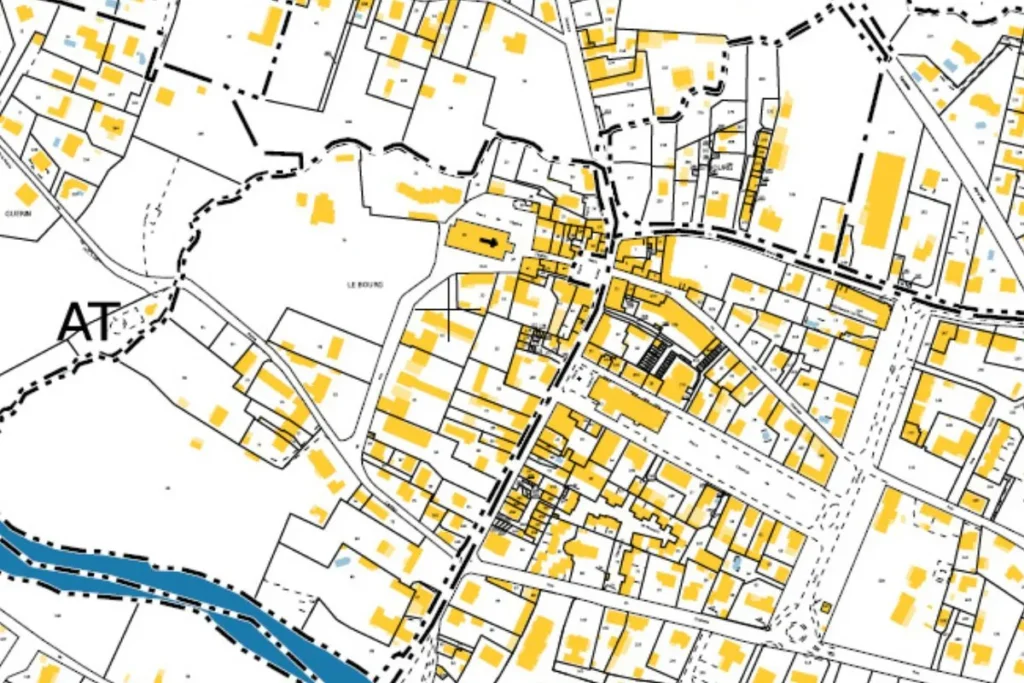 Plan cadastral actuel du bourg de Salles en Gironde