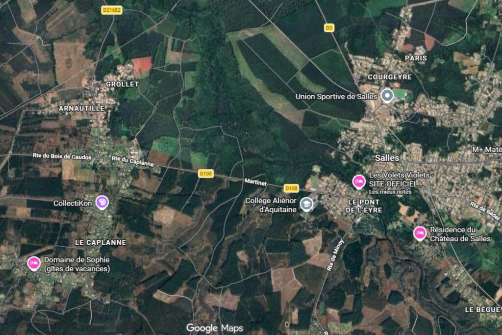 Quartier du Caplanne à Salles (Gironde) - vue satellite