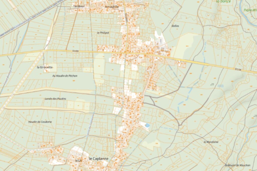 Quartier du Caplanne à Salles (Gironde) - extrait du cadastre