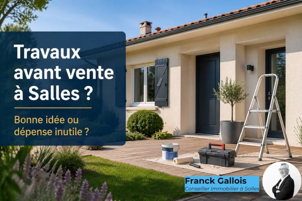 Travaux avant vente maison à Salles avec jardin entretenu et façade rénovée