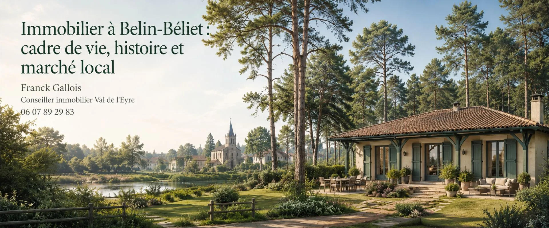 Maison landaise dans un environnement boisé à Belin-Béliet, illustration de l’immobilier local