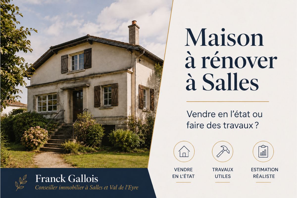 Maison à rénover à Salles : vendre en l’état, faire des travaux ou demander une estimation réaliste